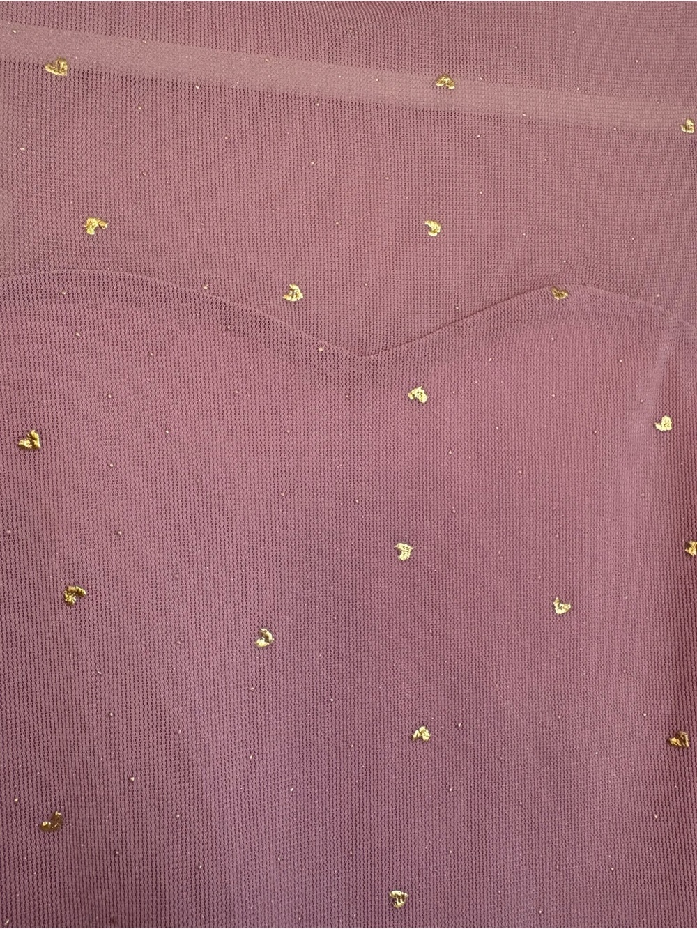 Francesca's Collections Mauve Sheer Long-Sleeve Top with Gold Heart Accents - Picture 3 of 5